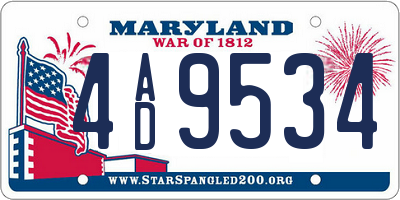 MD license plate 4AD9534