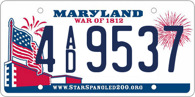 MD license plate 4AD9537