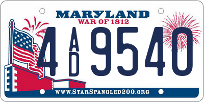 MD license plate 4AD9540