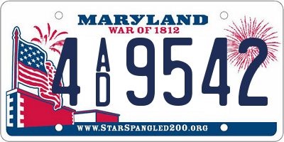 MD license plate 4AD9542