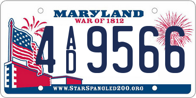 MD license plate 4AD9566