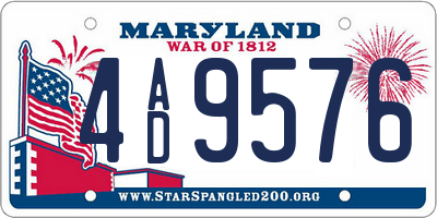 MD license plate 4AD9576