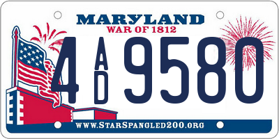 MD license plate 4AD9580