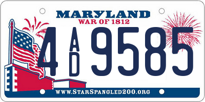 MD license plate 4AD9585