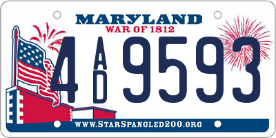 MD license plate 4AD9593
