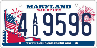 MD license plate 4AD9596