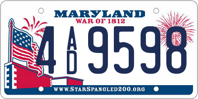 MD license plate 4AD9598