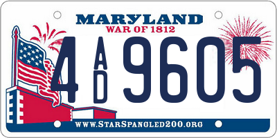 MD license plate 4AD9605