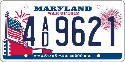 MD license plate 4AD9621