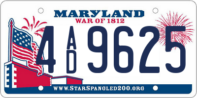 MD license plate 4AD9625