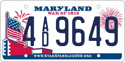 MD license plate 4AD9649