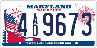 MD license plate 4AD9673