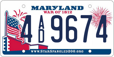 MD license plate 4AD9674