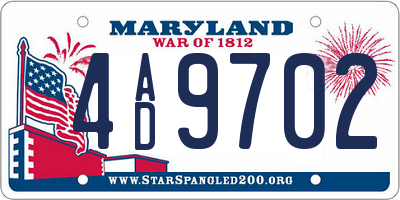 MD license plate 4AD9702