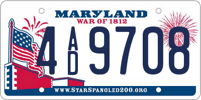 MD license plate 4AD9708