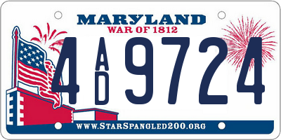 MD license plate 4AD9724