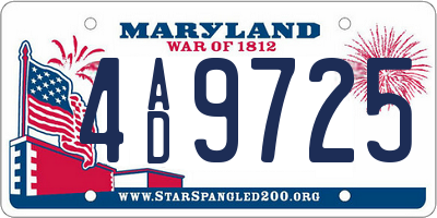 MD license plate 4AD9725