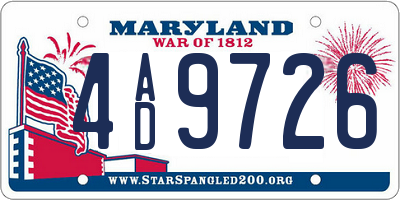 MD license plate 4AD9726
