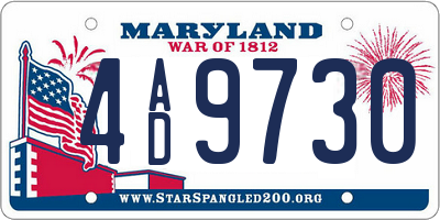 MD license plate 4AD9730