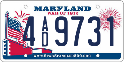 MD license plate 4AD9731