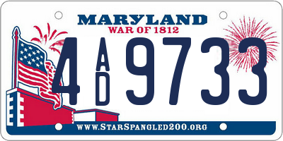 MD license plate 4AD9733