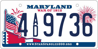 MD license plate 4AD9736