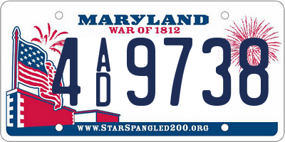 MD license plate 4AD9738