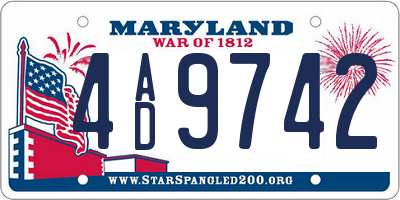 MD license plate 4AD9742