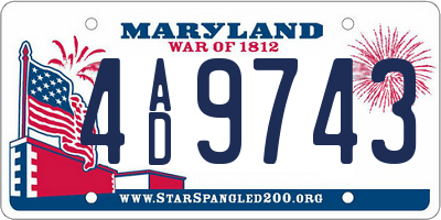 MD license plate 4AD9743