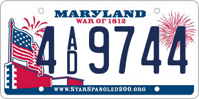 MD license plate 4AD9744