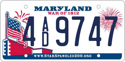 MD license plate 4AD9747