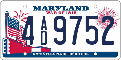 MD license plate 4AD9752