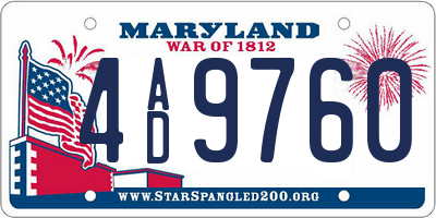 MD license plate 4AD9760
