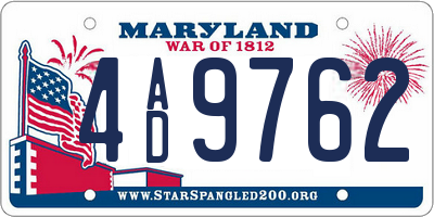 MD license plate 4AD9762