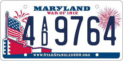 MD license plate 4AD9764