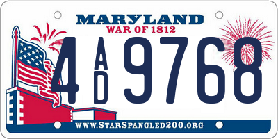MD license plate 4AD9768