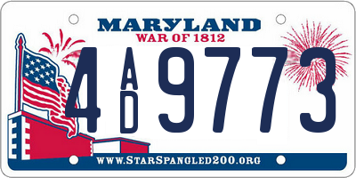 MD license plate 4AD9773