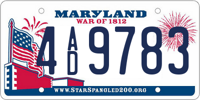 MD license plate 4AD9783