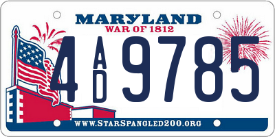 MD license plate 4AD9785