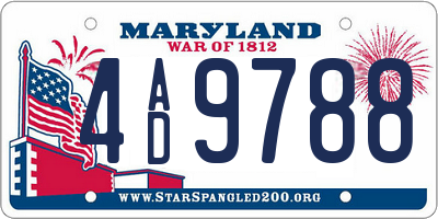 MD license plate 4AD9788