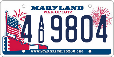 MD license plate 4AD9804