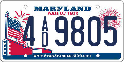 MD license plate 4AD9805
