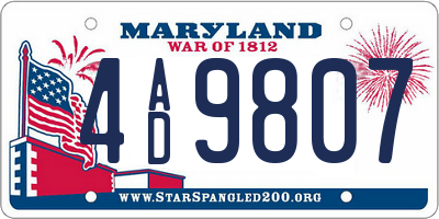 MD license plate 4AD9807