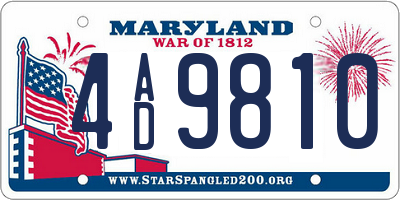 MD license plate 4AD9810
