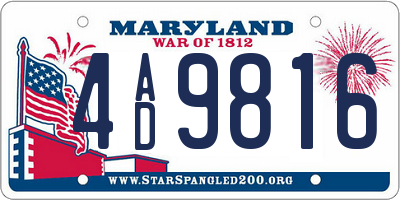 MD license plate 4AD9816