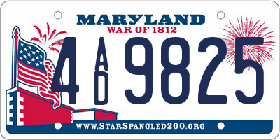 MD license plate 4AD9825