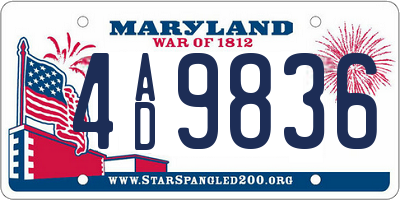 MD license plate 4AD9836