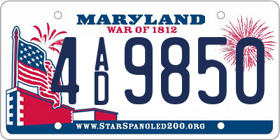 MD license plate 4AD9850