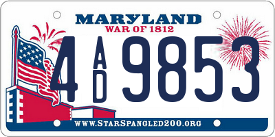 MD license plate 4AD9853