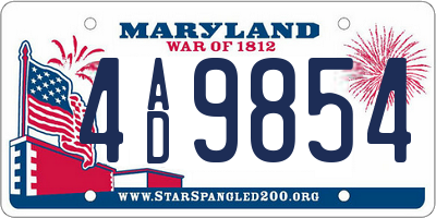 MD license plate 4AD9854